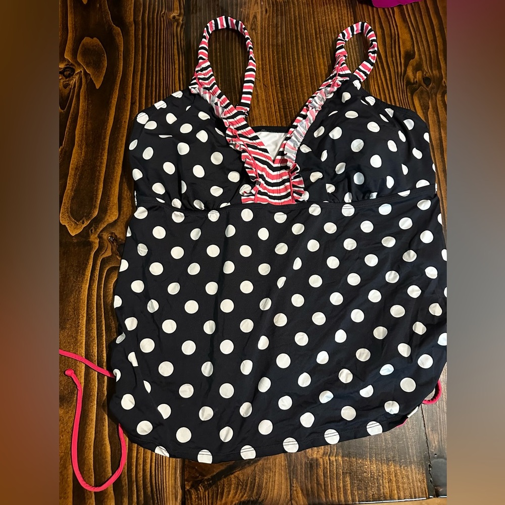 Maurices Black and White Polka Dot swimsuit top